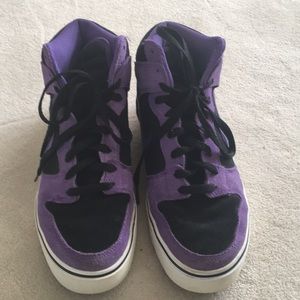 Black and Purple Nike High Tops